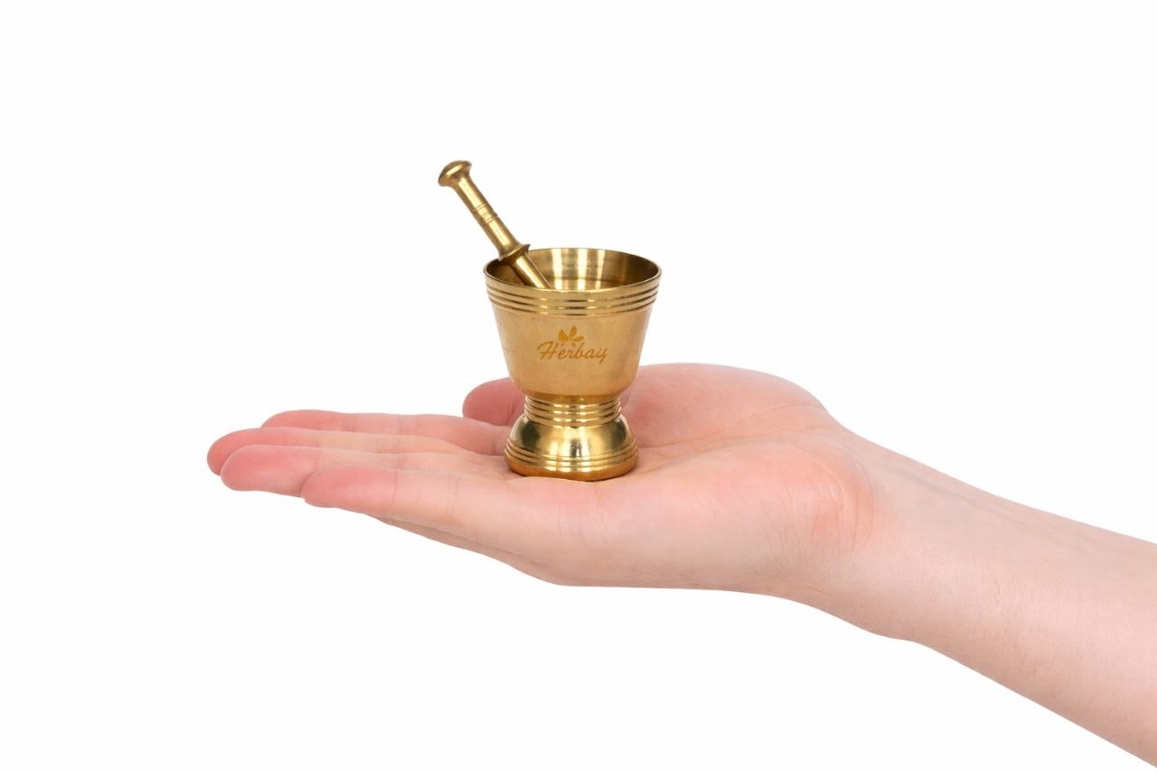 Saffron & Spice Havang, Grinder, Crusher Set Brass Corrosion Resistance, mortar and pestle