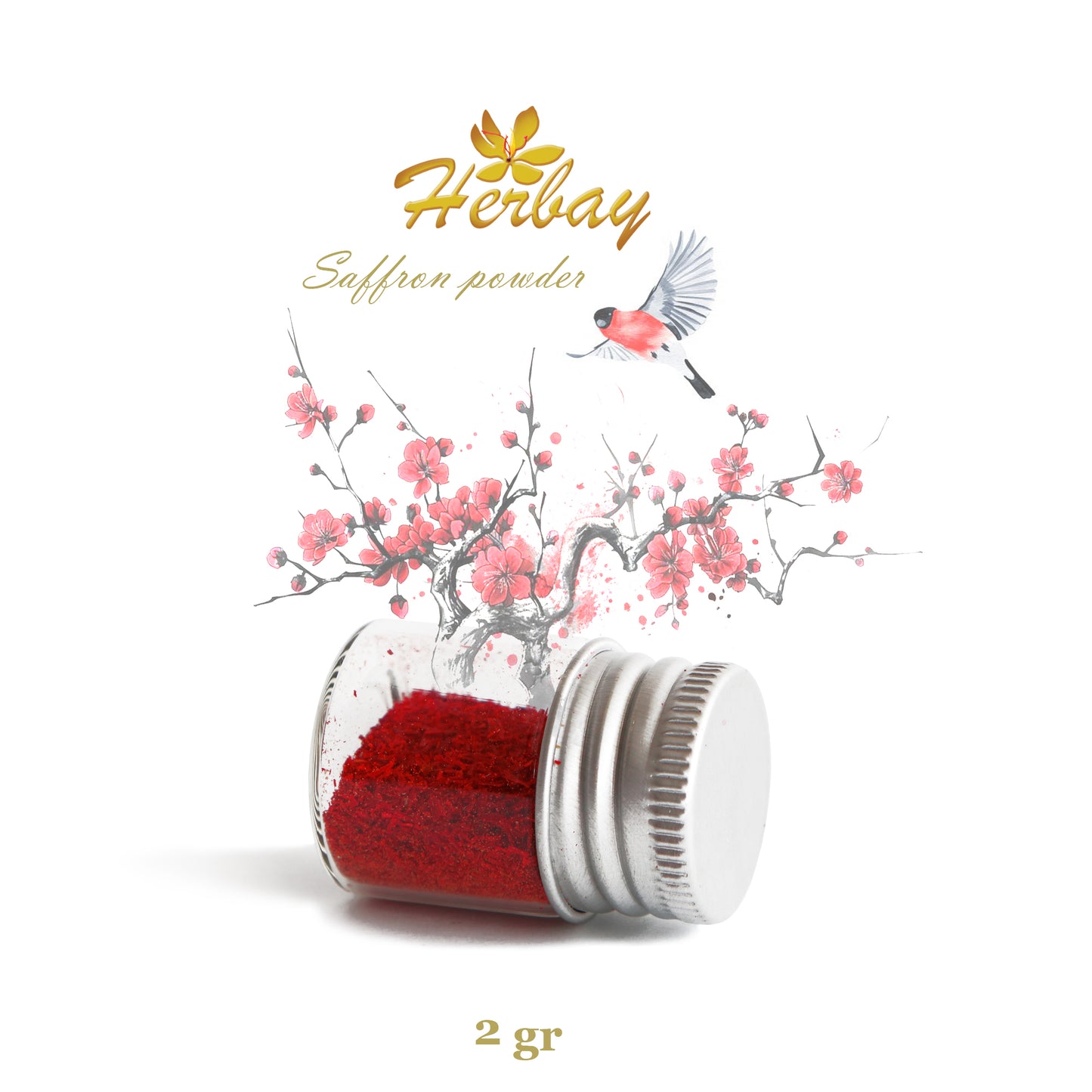 Herbay Saffron Powder 2 gr – Premium Pure Saffron Powder, No Additives – Made from Organic All-Red Saffron Threads – Perfect for Tea, Paella, Rice, Desserts – Ready to Use, 2 gr