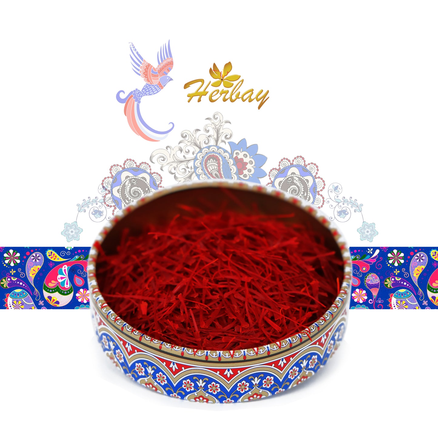 Herbay Saffron 2 gr, Finest Pure Premium Super-Negin Saffron Spice Threads, Highest Grade Saffron for Tea, Paella, Rice, Desserts, No Artificial, No Preservatives, Blue-Dream Series