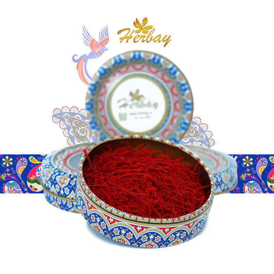 Herbay Saffron 2 gr, Finest Pure Premium Super-Negin Saffron Spice Threads, Highest Grade Saffron for Tea, Paella, Rice, Desserts, No Artificial, No Preservatives, Blue-Dream Series