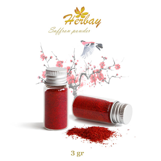 Herbay Saffron Powder 3 gr – Premium Pure Saffron Powder, No Additives – Made from Organic All-Red Saffron Threads – Perfect for Tea, Paella, Rice, Desserts – Ready to Use, 3 gr