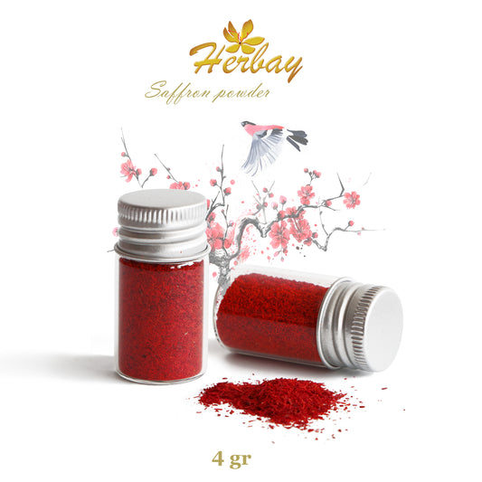 Herbay Saffron Powder 4 gr – Premium Pure Saffron Powder, No Additives – Made from Organic All-Red Saffron Threads – Perfect for Tea, Paella, Rice, Desserts – Ready to Use, 4 gr