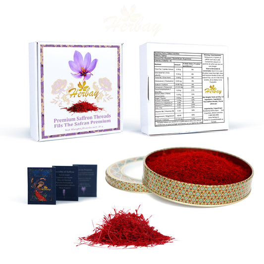 Herbay Saffron 28 gr, Finest Pure Premium Super-Negin Saffron, Spice Threads, Rare trim and Highest Grade for Tea, Paella, Rice, Desserts, No Artificial, No Preservatives, Khatam Series