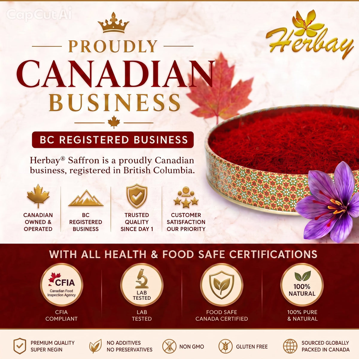 Herbay Saffron 2 gr, Finest Pure Premium Super-Negin Saffron Spice Threads, Highest Grade Saffron for Tea, Paella, Rice, Desserts, No Artificial, No Preservatives, Katam Series