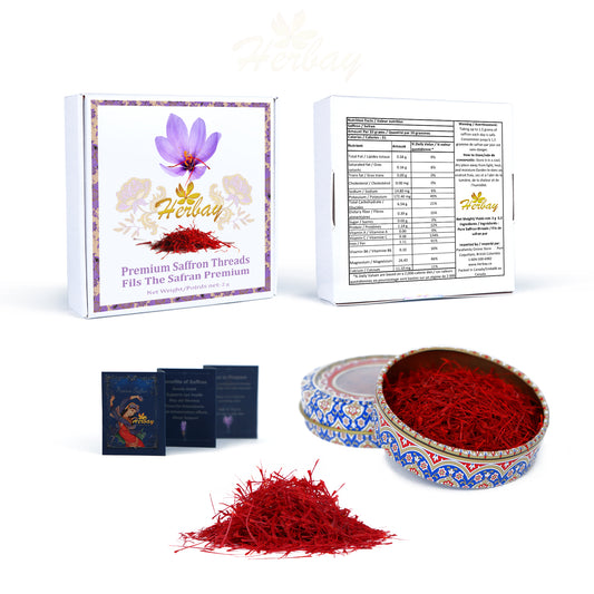 Herbay Saffron 2 gr, Finest Pure Premium Super-Negin Saffron Spice Threads, Highest Grade Saffron for Tea, Paella, Rice, Desserts, No Artificial, No Preservatives, Blue-Dream Series