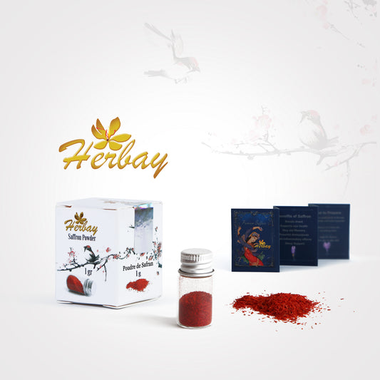 Herbay Saffron Powder 1 gr – Premium Pure Saffron Powder, No Additives – Made from Organic All-Red Saffron Threads – Perfect for Tea, Paella, Rice, Desserts – Ready to Use, 1 gr