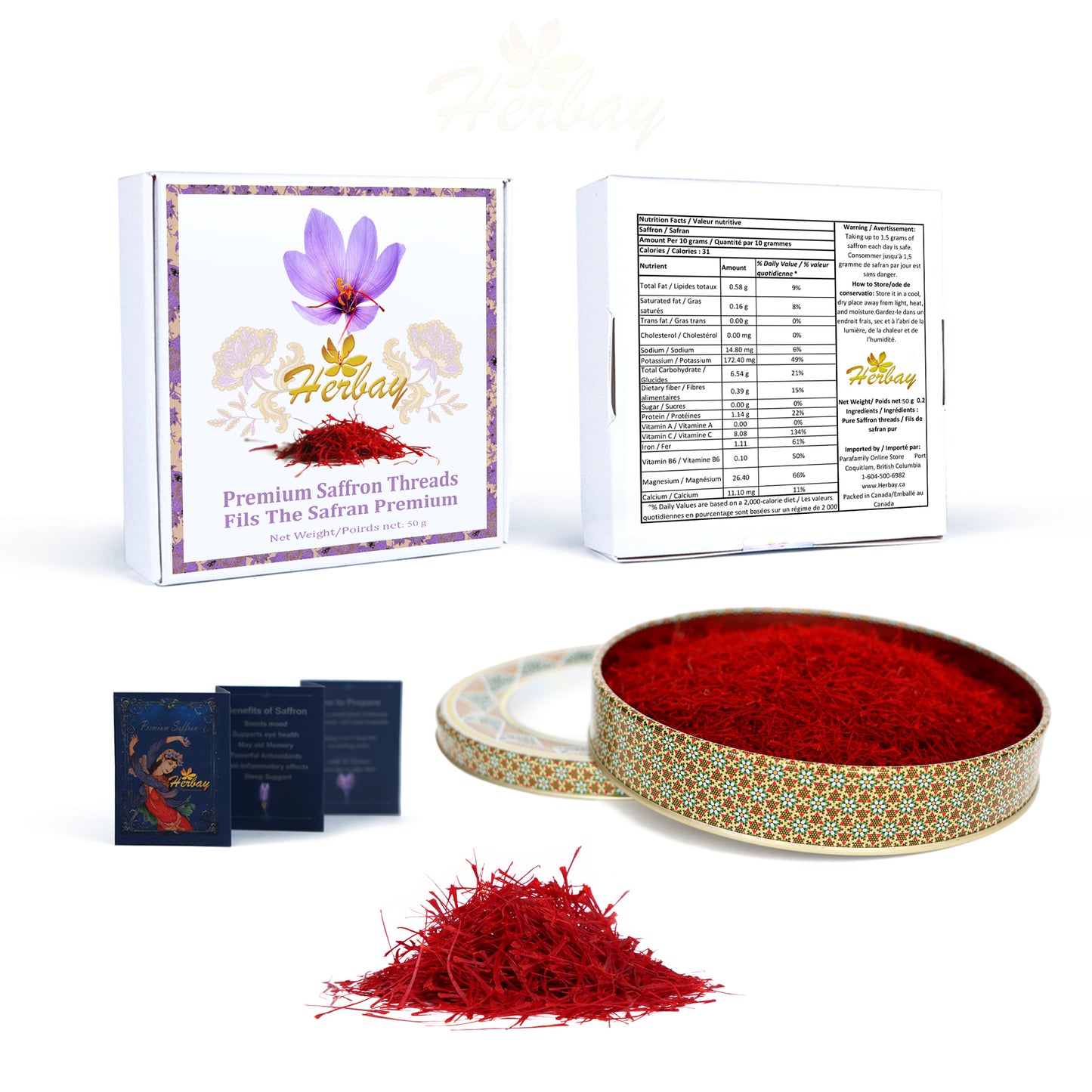 Herbay Saffron 50 gr, Finest Pure Premium Super-Negin Saffron Spice Threads, Highest Grade Saffron for Tea, Paella, Rice, Desserts, No Artificial, No Preservatives, Khatam Series (Copy)