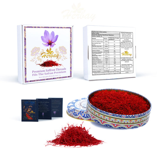 Herbay Saffron 5 gr, Finest Pure Premium Super-Negin, BlueDream Series, Saffron Spice Threads, Highest Grade Saffron for Tea, Paella, Rice, Desserts, No Artificial, No Preservatives
