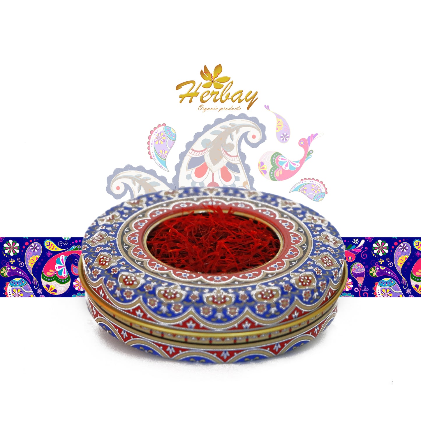 Herbay Saffron 10 gr, Finest Pure Premium Super-Negin, BlueDream Series, Saffron Spice Threads, Highest Grade Saffron for Tea, Paella, Rice, Desserts, No Artificial, No Preservatives