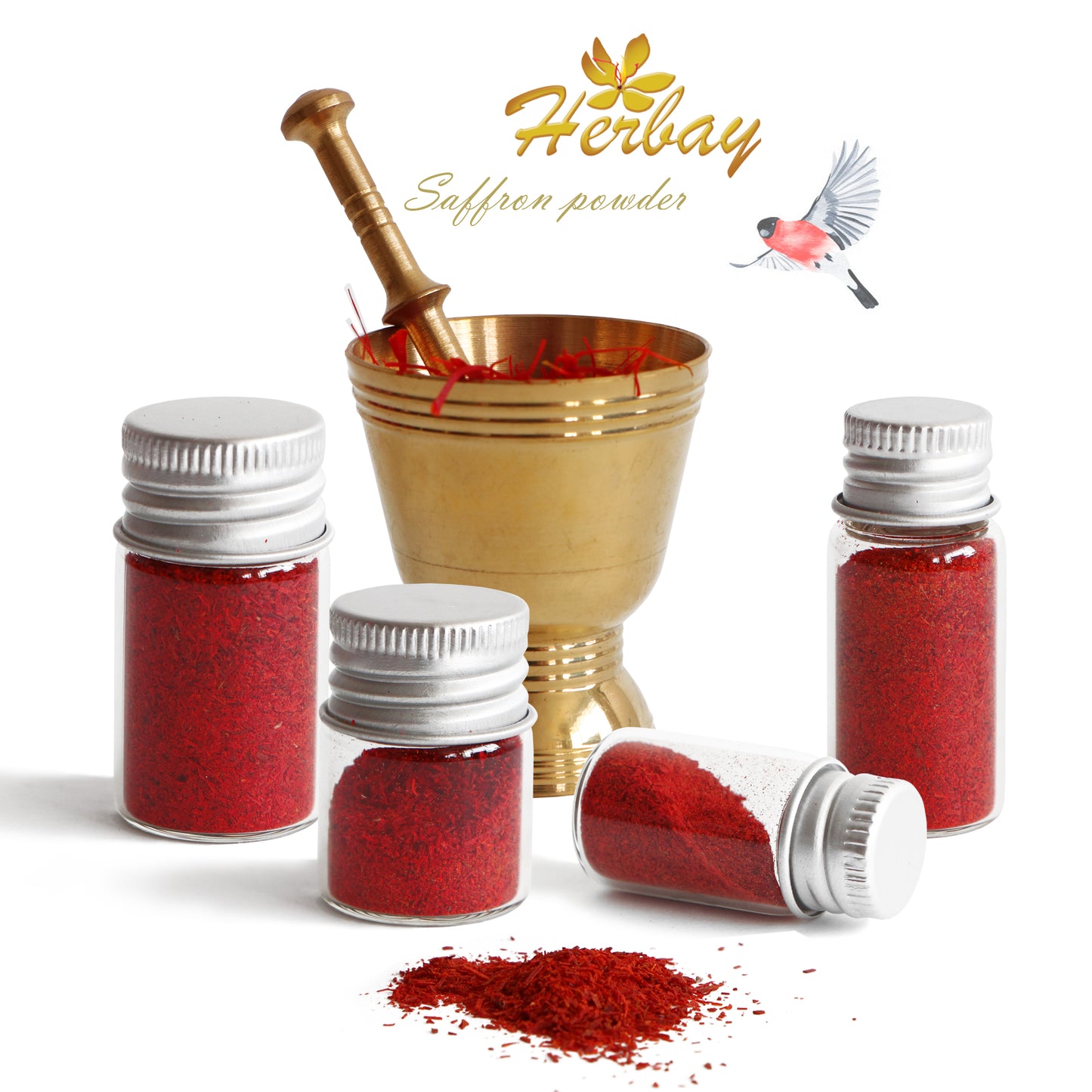 Herbay Saffron Powder 3 gr – Premium Pure Saffron Powder, No Additives – Made from Organic All-Red Saffron Threads – Perfect for Tea, Paella, Rice, Desserts – Ready to Use, 3 gr