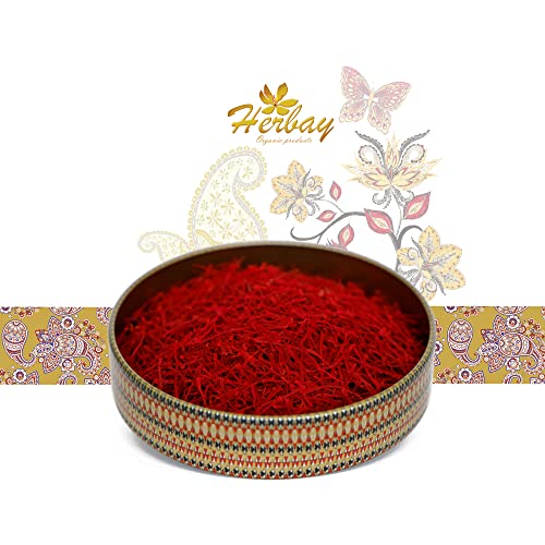 Herbay Saffron 10 gr, Finest Pure Premium Super-Negin Saffron, Spice Threads, Rare trim and Highest Grade for Tea, Paella, Rice, Desserts, No Artificial, No Preservatives, Khatam Series